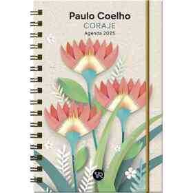 Agenda Paulo Coelho 2025 - Anillada: Coraje / Flores Verde