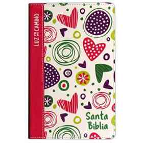 Nvi Biblia Luz en Mi Camino Corazones, Multicolor Símil Piel
