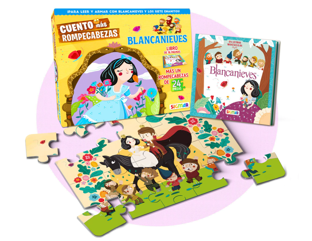 Caja Cuento Con Rompecabezas - Blancanieves