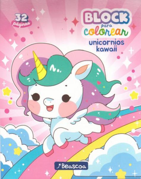 BLOCK PARA COLOREAR UNICORNIOS KAWAII