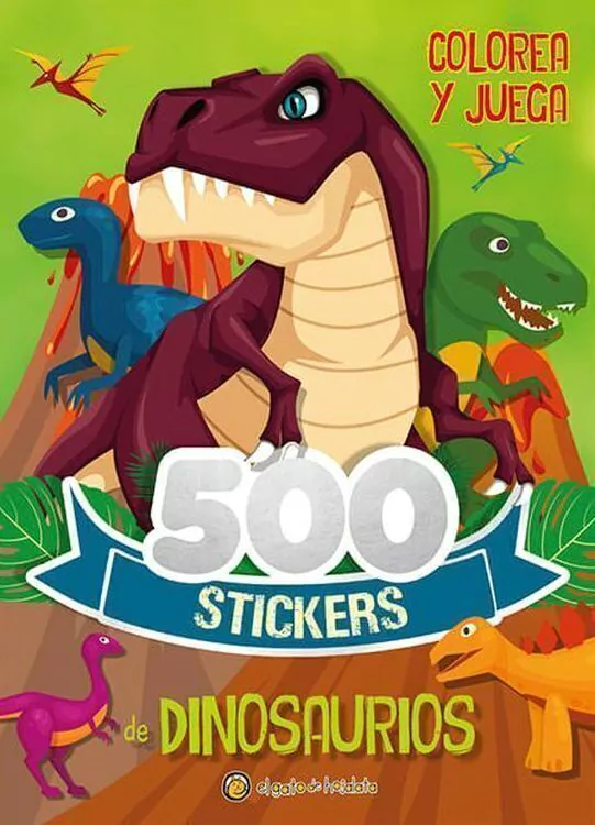 DINOSAURIOS 500 STICKERS COLOREA Y JUEGA