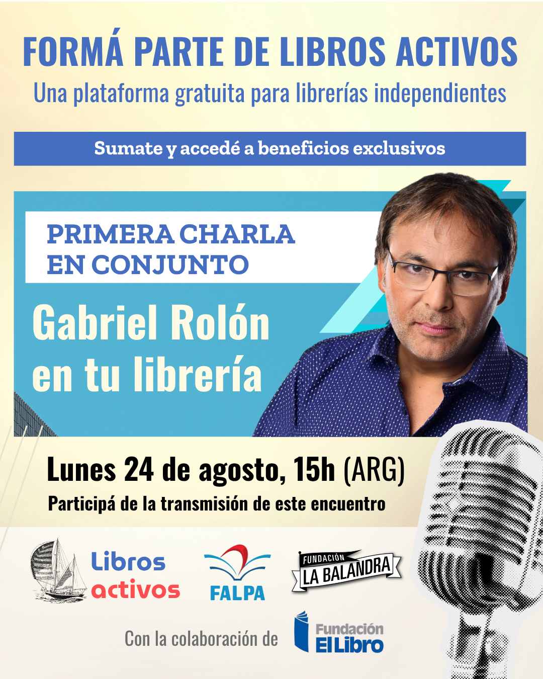 Afiche de la charla Rolón en mi librería